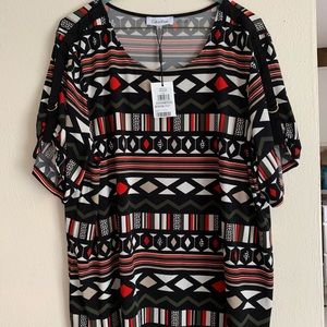 CALVIN KLEIN WOMANS BLACK PRINTED D-RING TOP